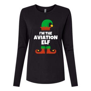 IM The Aviation Elf Family Pajama Christmas Aviator Pilot Cool Gift Womens Cotton Relaxed Long Sleeve T-Shirt