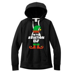 IM The Aviation Elf Family Pajama Christmas Aviator Pilot Cool Gift Women's Fleece Hoodie