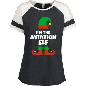 IM The Aviation Elf Family Pajama Christmas Aviator Pilot Cool Gift Enza Ladies Jersey Colorblock Tee