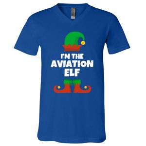 IM The Aviation Elf Family Pajama Christmas Aviator Pilot Cool Gift V-Neck T-Shirt