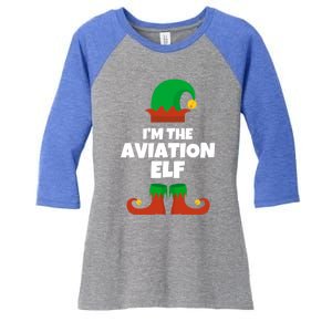 IM The Aviation Elf Family Pajama Christmas Aviator Pilot Cool Gift Women's Tri-Blend 3/4-Sleeve Raglan Shirt