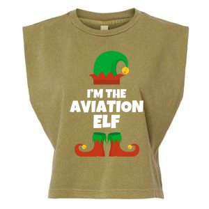 IM The Aviation Elf Family Pajama Christmas Aviator Pilot Cool Gift Garment-Dyed Women's Muscle Tee