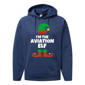 IM The Aviation Elf Family Pajama Christmas Aviator Pilot Cool Gift Performance Fleece Hoodie