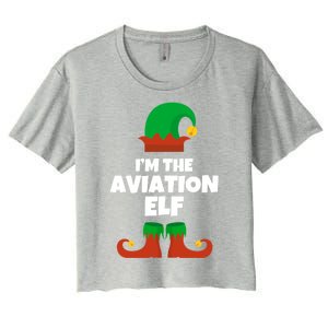 IM The Aviation Elf Family Pajama Christmas Aviator Pilot Cool Gift Women's Crop Top Tee