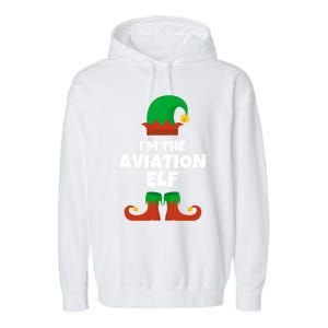 IM The Aviation Elf Family Pajama Christmas Aviator Pilot Cool Gift Garment-Dyed Fleece Hoodie