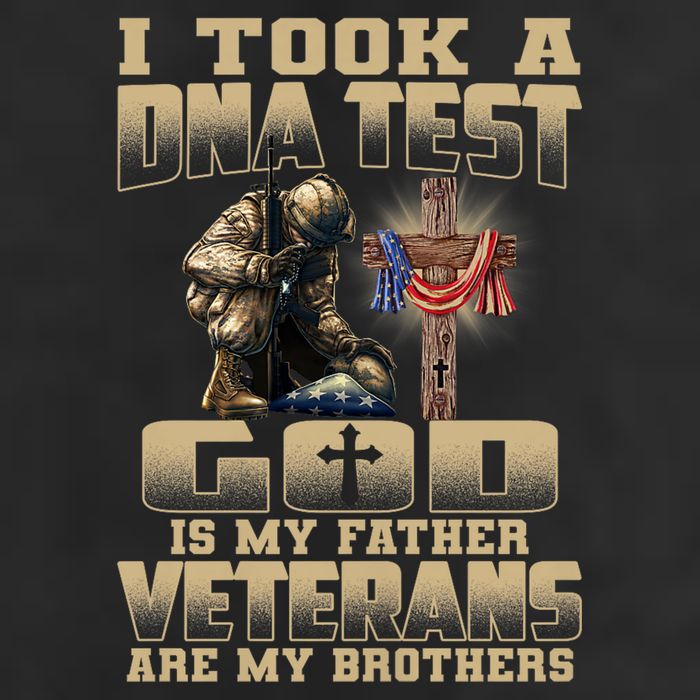 I Took A Dna Test God Is My Father Veterans Are My Brothers 7 Panel Mesh Trucker Snapback Hat