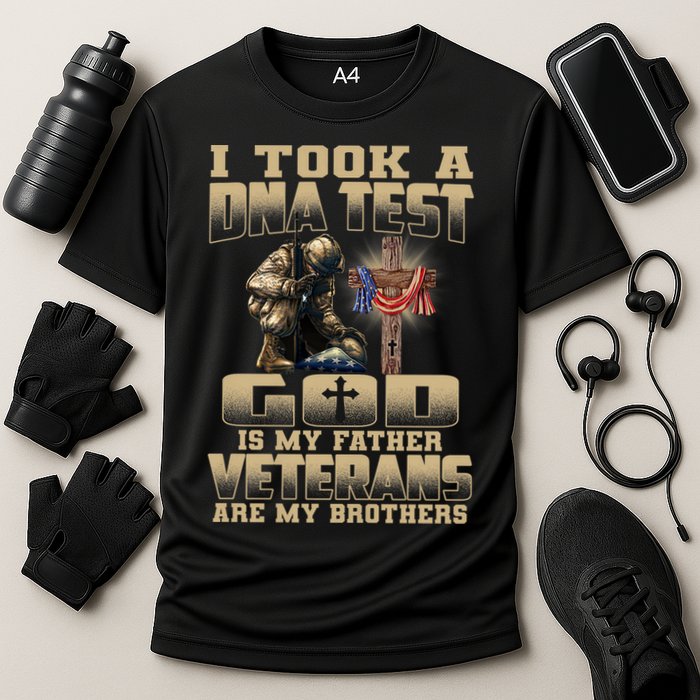I Took A Dna Test God Is My Father Veterans Are My Brothers Cooling Performance Crew T-Shirt