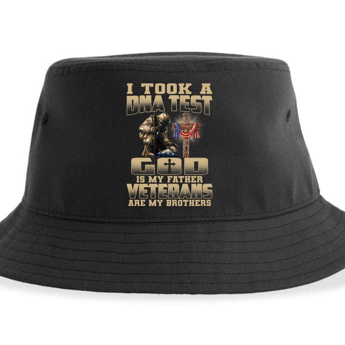 I Took A Dna Test God Is My Father Veterans Are My Brothers Sustainable Bucket Hat
