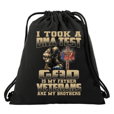 I Took A Dna Test God Is My Father Veterans Are My Brothers Drawstring Bag