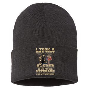 I Took A Dna Test God Is My Father Veterans Are My Brothers Sustainable Knit Beanie