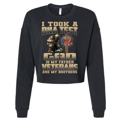 I Took A Dna Test God Is My Father Veterans Are My Brothers Cropped Pullover Crew