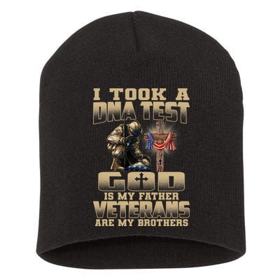 I Took A Dna Test God Is My Father Veterans Are My Brothers Short Acrylic Beanie