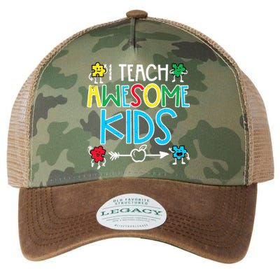 I Teach Awesome Autism Awareness Sped Teacher Me Legacy Tie Dye Trucker Hat