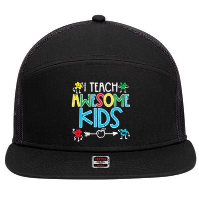 I Teach Awesome Autism Awareness Sped Teacher Me 7 Panel Mesh Trucker Snapback Hat