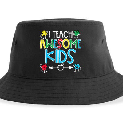 I Teach Awesome Autism Awareness Sped Teacher Me Sustainable Bucket Hat