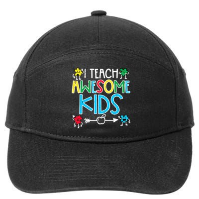 I Teach Awesome Autism Awareness Sped Teacher Me 7-Panel Snapback Hat