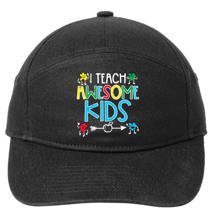 I Teach Awesome Autism Awareness Sped Teacher Me 7-Panel Snapback Hat