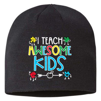 I Teach Awesome Autism Awareness Sped Teacher Me Sustainable Beanie