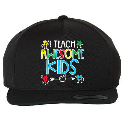 I Teach Awesome Autism Awareness Sped Teacher Me Wool Snapback Cap