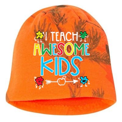 I Teach Awesome Autism Awareness Sped Teacher Me Kati - Camo Knit Beanie