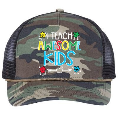 I Teach Awesome Autism Awareness Sped Teacher Me Retro Rope Trucker Hat Cap