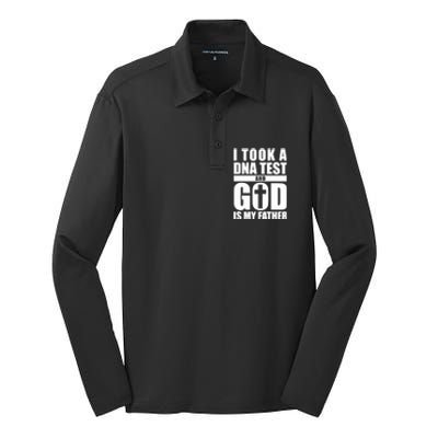 I Took A Dna Test And God Is My Father Christianity Silk Touch Performance Long Sleeve Polo