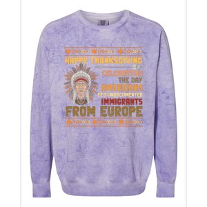 Indigenous Thanksgiving American Fed Undocumented Immigrants Colorblast Crewneck Sweatshirt