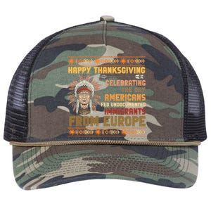 Indigenous Thanksgiving American Fed Undocumented Immigrants Retro Rope Trucker Hat Cap