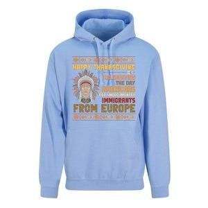 Indigenous Thanksgiving American Fed Undocumented Immigrants Unisex Surf Hoodie