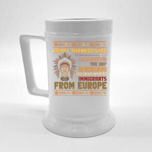 Indigenous Thanksgiving American Fed Undocumented Immigrants Beer Stein