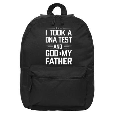 I Took A Dna Test And God Is My Father Funny Jesus Christian 16 in Basic Backpack