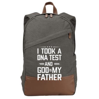 I Took A Dna Test And God Is My Father Funny Jesus Christian Cotton Canvas Backpack