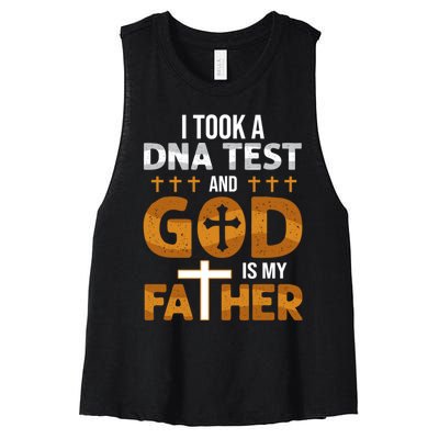 I Took A Dna Test And God Is My Father Women's Racerback Cropped Tank