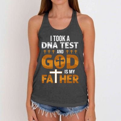 I Took A Dna Test And God Is My Father Women's Knotted Racerback Tank