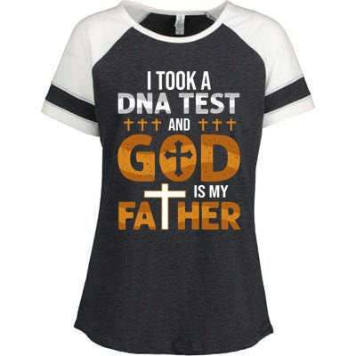 I Took A Dna Test And God Is My Father Enza Ladies Jersey Colorblock Tee