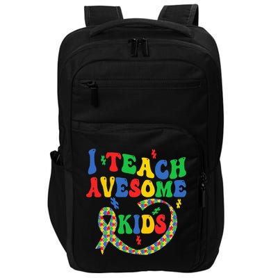 I Teach Awesome Autism Awareness Puzzle Ribbon Teacher Impact Tech Backpack
