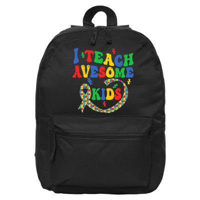 I Teach Awesome Autism Awareness Puzzle Ribbon Teacher 16 in Basic Backpack