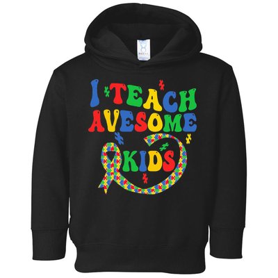 I Teach Awesome Autism Awareness Puzzle Ribbon Teacher Toddler Hoodie