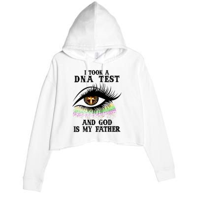 I Took A Dna Test And God Is My Father Eye Cross Crop Fleece Hoodie