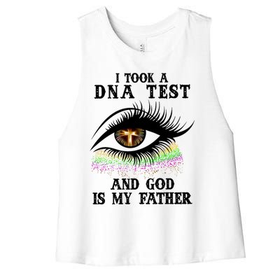 I Took A Dna Test And God Is My Father Eye Cross Women's Racerback Cropped Tank