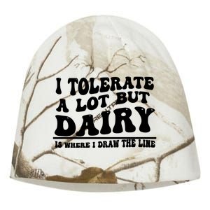 I Tolerate A Lot But Dairy Is Where I Draw The Line Kati - Camo Knit Beanie