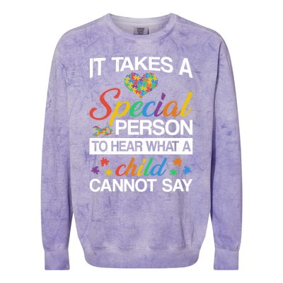 It Takes A Special Person To Hear Autism Awareness Puzzles Gift Colorblast Crewneck Sweatshirt