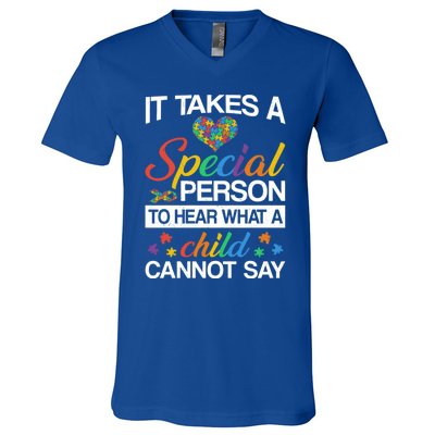 It Takes A Special Person To Hear Autism Awareness Puzzles Gift V-Neck T-Shirt