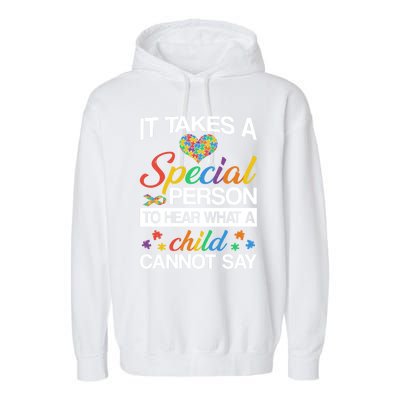 It Takes A Special Person To Hear Autism Awareness Puzzles Gift Garment-Dyed Fleece Hoodie