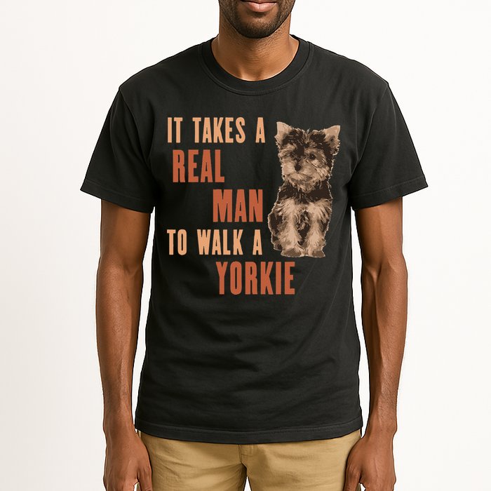 It Takes A REAL MAN To Walk A Yorkie Funny Dog Lover Tall T-Shirt