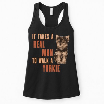 It Takes A REAL MAN To Walk A Yorkie Funny Dog Lover Womens Tank Top