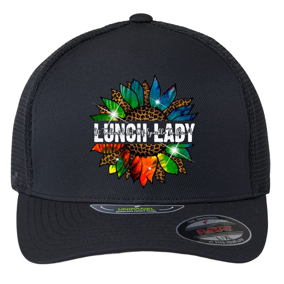It Takes A Lot Of Sparkle To Be A Lunch Lady Flexfit Unipanel Trucker Cap