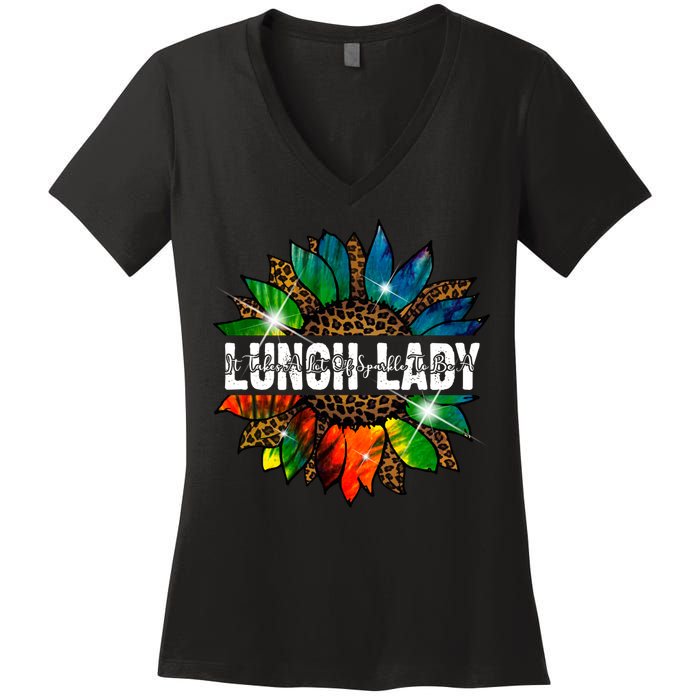 It Takes A Lot Of Sparkle To Be A Lunch Lady Women's V-Neck T-Shirt