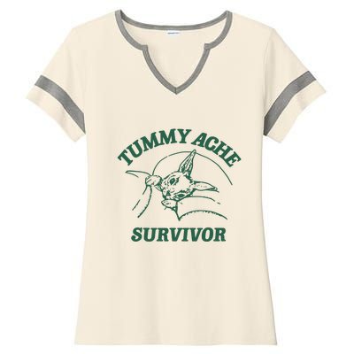 Ibs Tummy Ache Survivor Rabbit Coomstress Ladies Halftime Notch Neck Tee