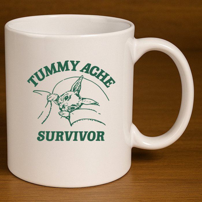 Ibs Tummy Ache Survivor Rabbit Coomstress 11oz C Handle Ceramic Mug